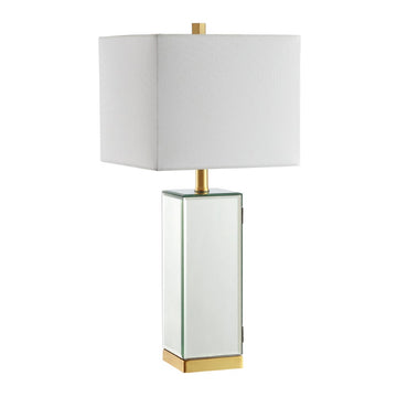 Lila 27" Mirror/Iron Hidden Jewelry Box Mirrored Column LED Table Lamp - JONATHAN Y